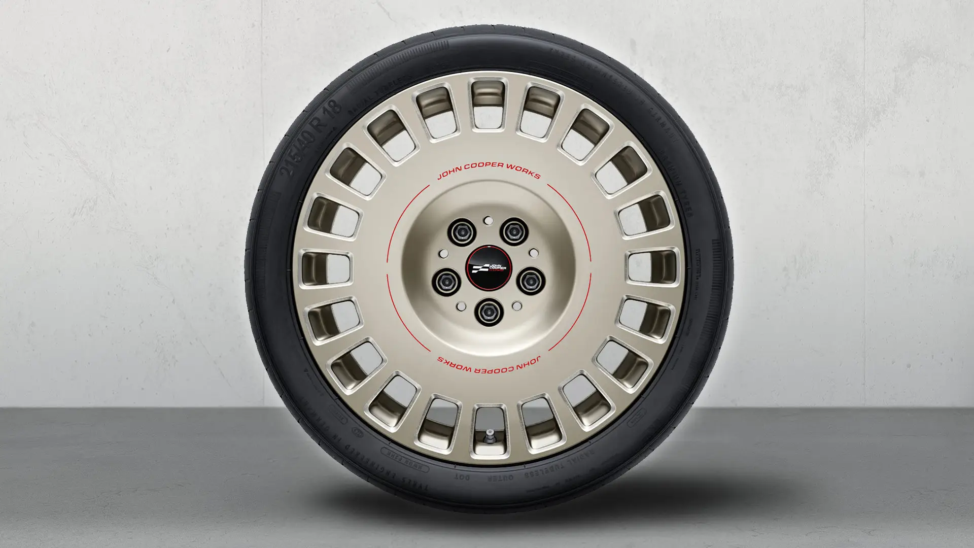 18" John Cooper Works alloy wheels Rallye-spoke style 964 summer complete wheel in Bicolour Vibrant Silver, diamond-milled. 